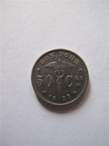 Бельгия 50 сентим 1925 BELGIQVE