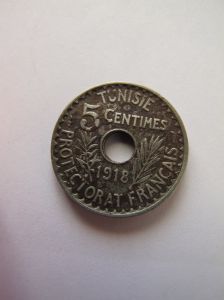 Французский Тунис 5 сантимов 1918