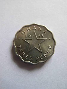 Гана 3 пенса 1958