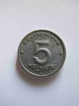 Монета ГДР 5 пфеннигов 1949