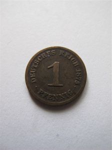 Германия  1 пфенниг 1875 F