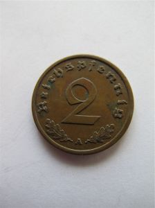 Германия 2 рейхспфеннига 1939 A