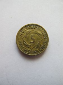 Германия 5 рейхспфеннигов 1925 D
