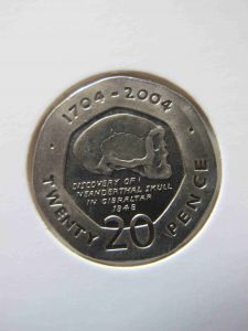 Гибралтар 20 пенсов 2004 года  - 300 лет Образования