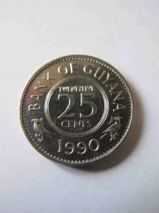 Гайана 25 центов 1990