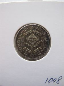 Монета Южная Африка 6 пенсов 1941 серебро