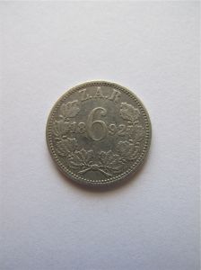 Трансвааль 6 пенсов 1892 Серебро