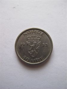 Норвегия 50 эре 1953