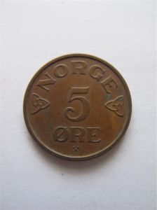 Норвегия 5 эре 1956