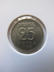 Швеция 25 эре 1953 Серебро