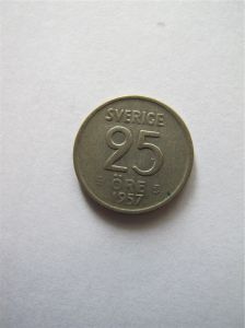 Швеция 25 эре 1957 Серебро