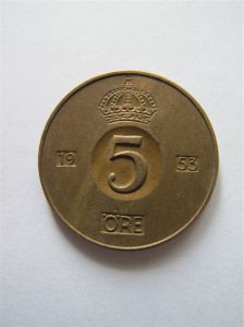 Швеция 5 эре 1953