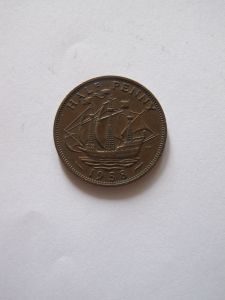 Монета Великобритания 1/2 пенни 1958 ЕЛИЗАВЕТА II