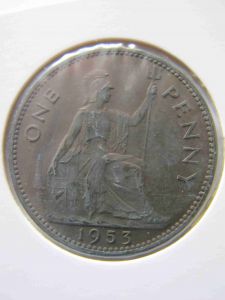 Великобритания 1 пенни 1953 unc